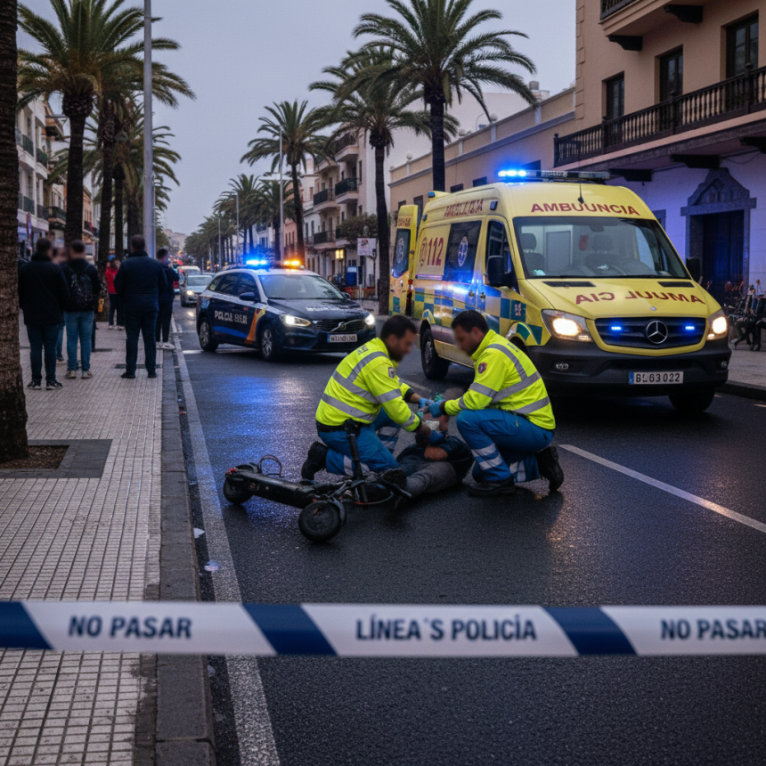 Accidente de un hombre de 38 años tras caída en patinete en Arona