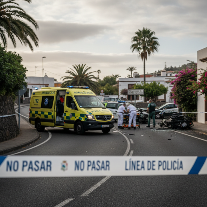 Choque entre coche y moto deja un herido en La Laguna y una mujer con lesiones leves 1 Choque entre coche y moto deja un herido en La Laguna y una mujer con lesiones leves