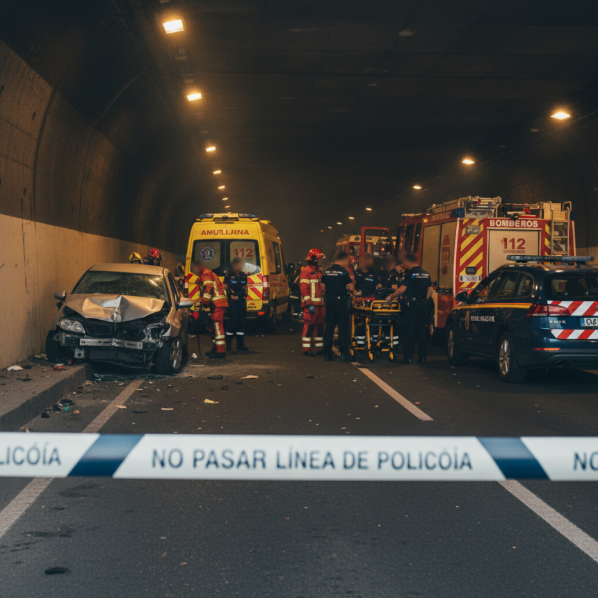Colisión en túnel de Martiánez deja tres heridos y obliga a intervención de emergencias