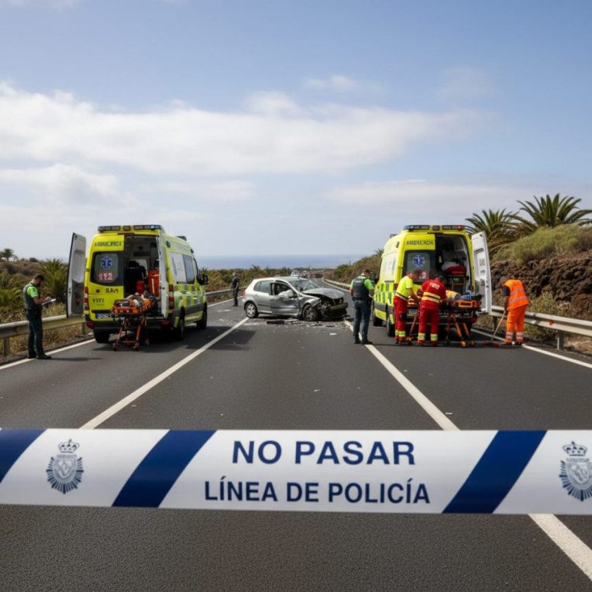TF-5: tres heridos trasladados tras colisión entre turismo y vehículo sanitario en La Guancha