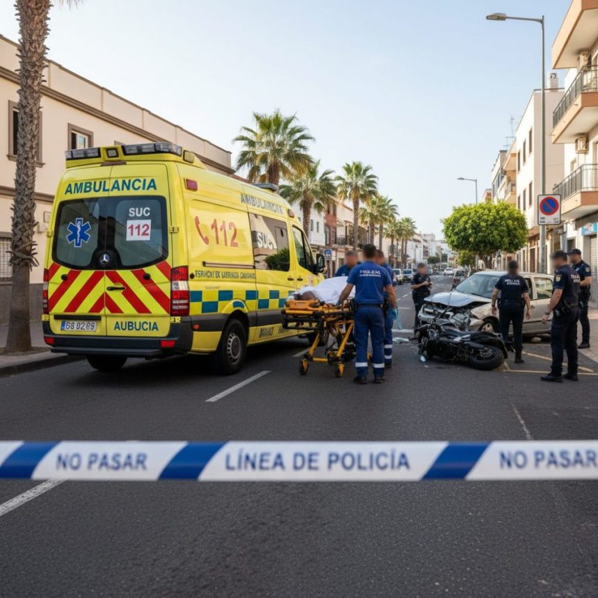 Ambulancia traslada a un hombre con traumatismos moderados tras un accidente en Los Realejos 1 Ambulancia traslada a un hombre con traumatismos moderados tras un accidente en Los Realejos